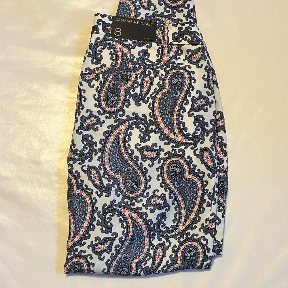 Banana Republic Avery crepe crop Pants - periwinkle and White